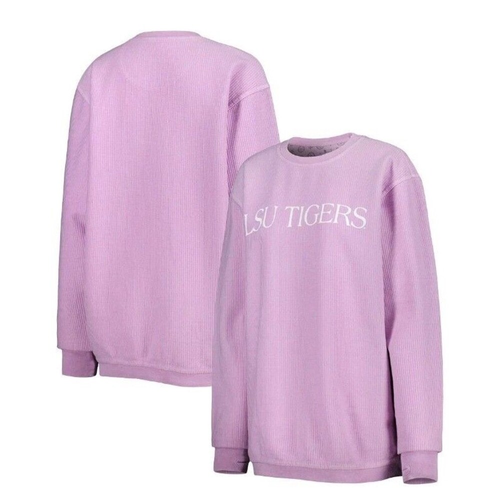 Pressbox Purple LSU Tigers Vintage Wash Pullover Cord Comfy Sweatshirt‎ XL NWT